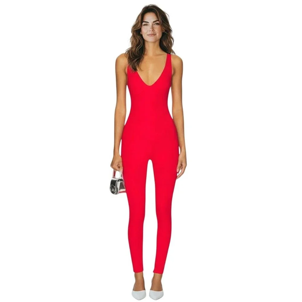 Delfi Collective Isadora Red Jumpsuit NWT - Size S - Picture 1 of 10